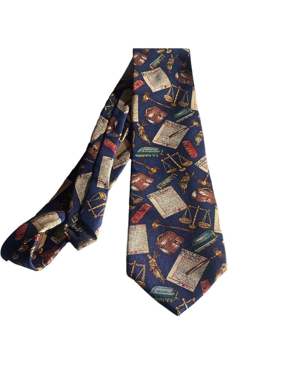 Alynn Honest Lawyer One Flight Up Blue Legal-Themed Silk Tie – Made in USA